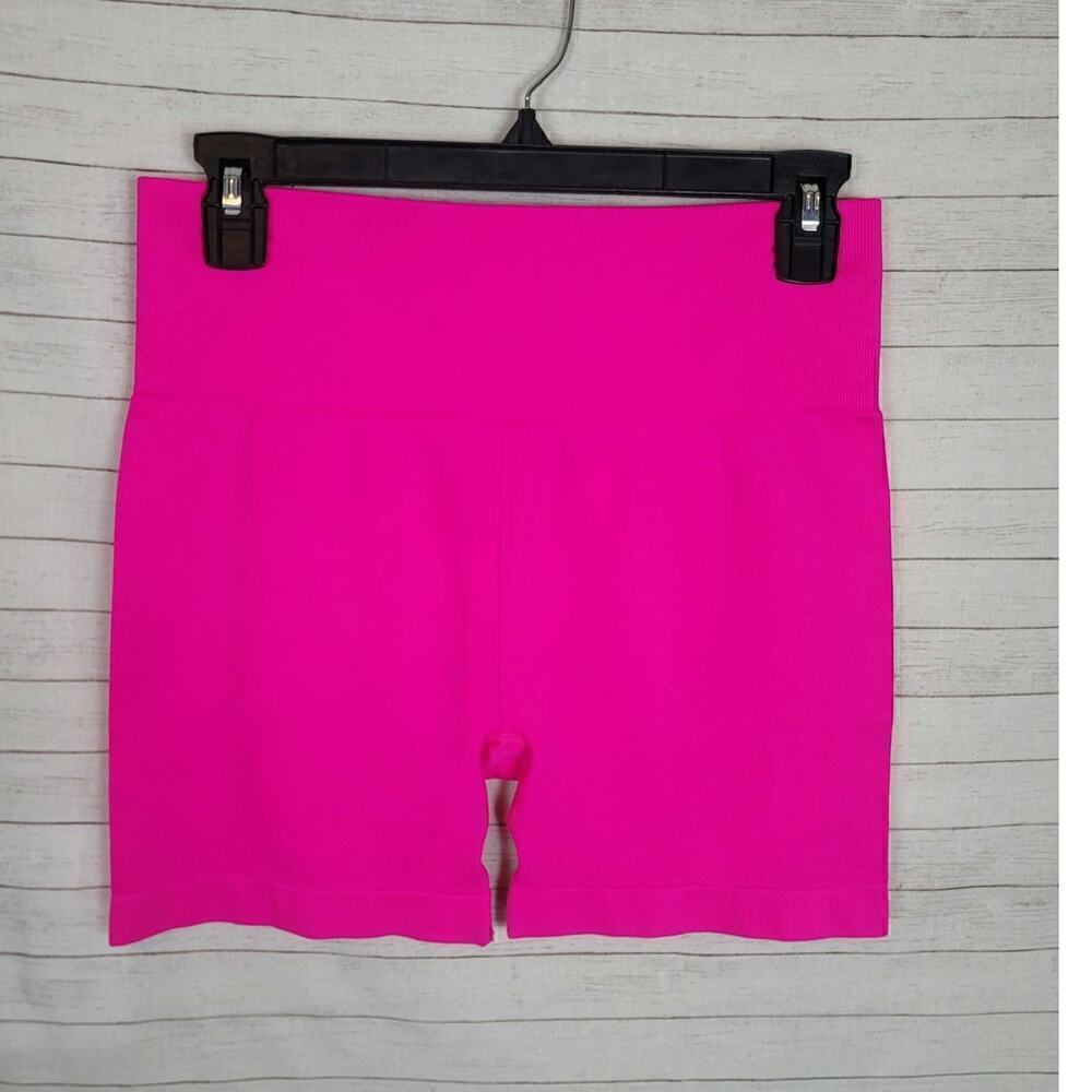 ZYIA HOT PINK RIBBED BIKE SHORTS, SZ XL